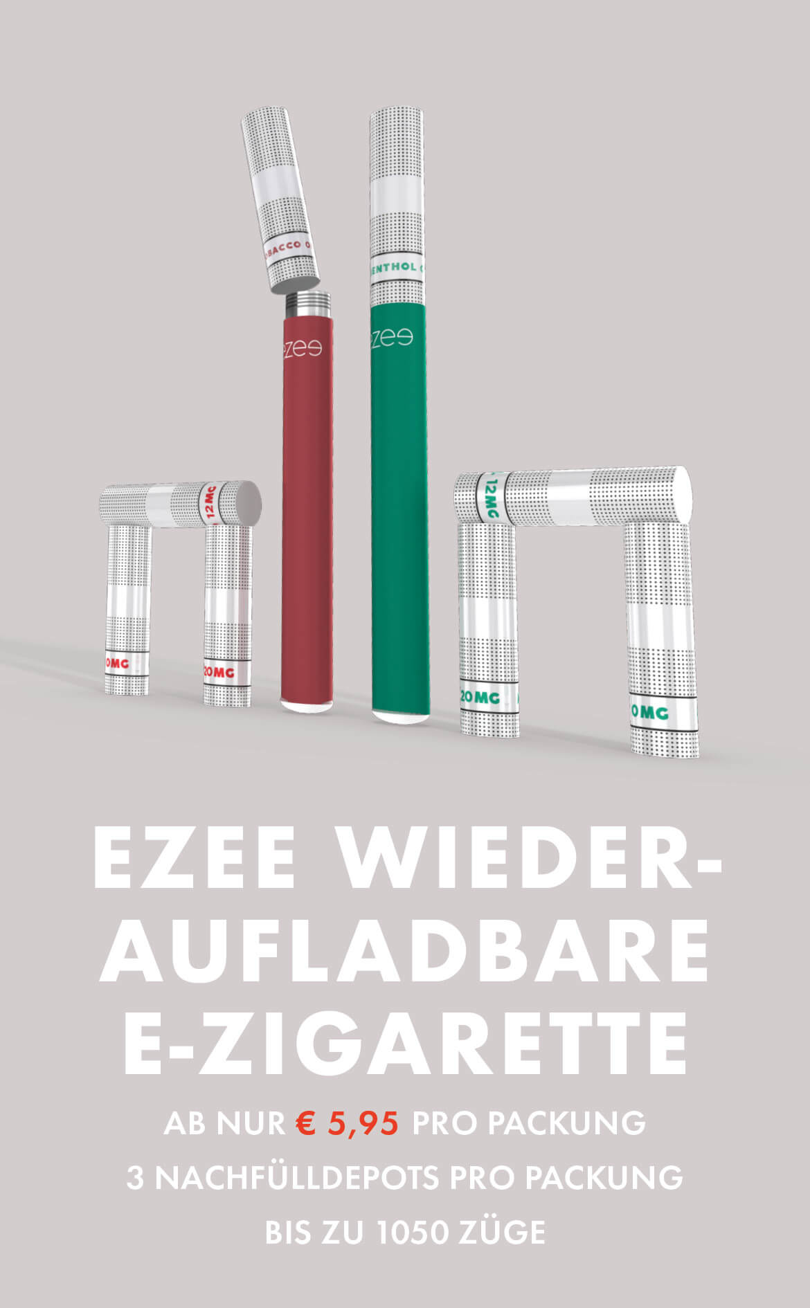 ezee e-zigarette starterset depot filter einweg tabak menthol wiederaufladbare