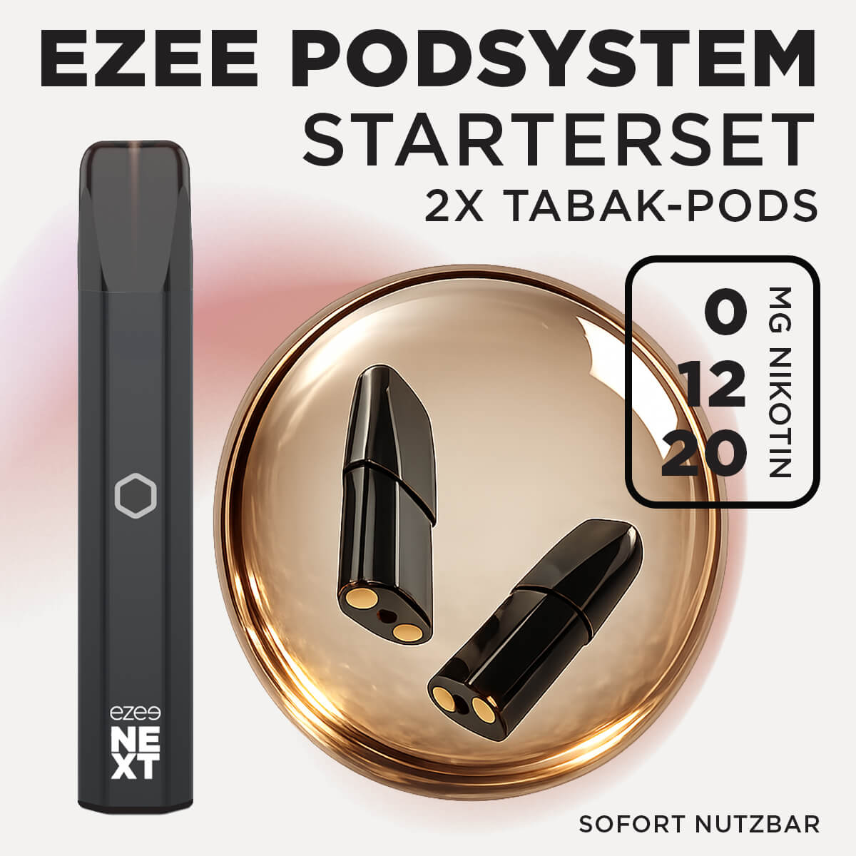 Ezee Next Pod Starterset Schwarz - Tabak 20mg Nikotin