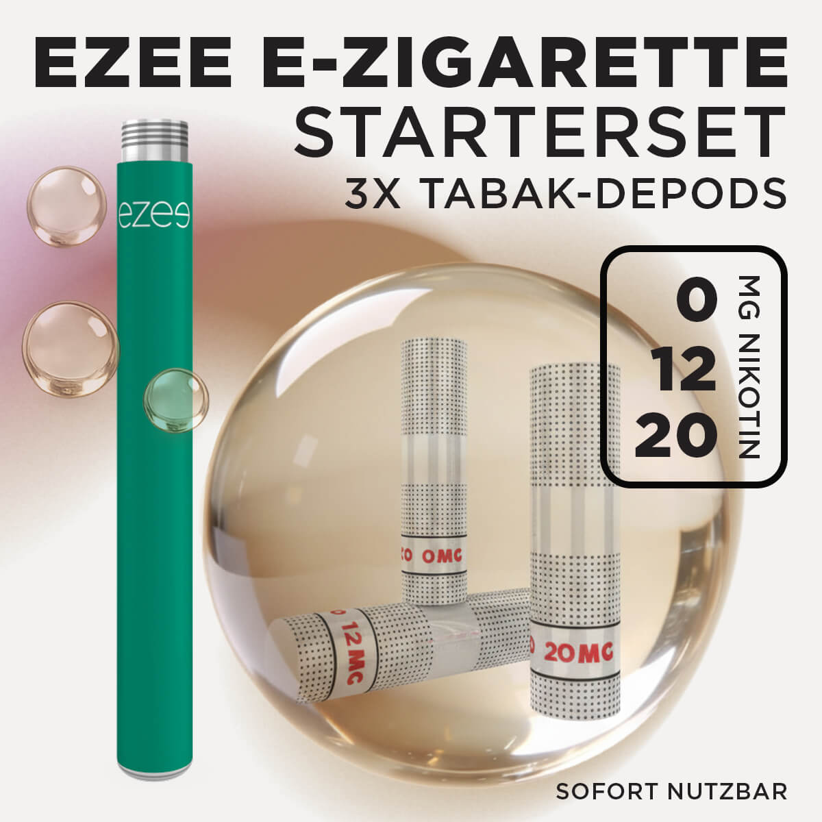 Ezee E-Zigarette Starterset Grün - Tabak Nikotinfrei