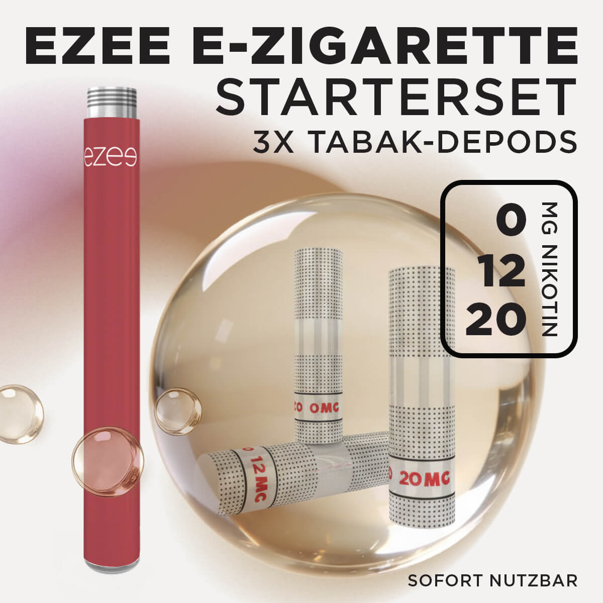 Ezee E-Zigarette Starterset Rot - Tabak Nikotinfrei