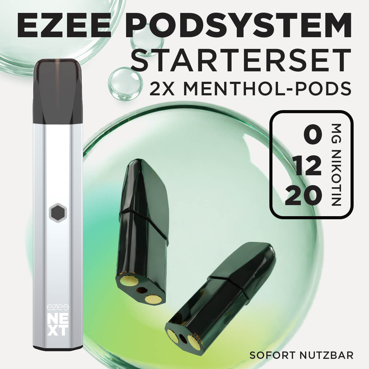 Ezee Next Pod Starterset Silber - Menthol 12mg Nikotin
