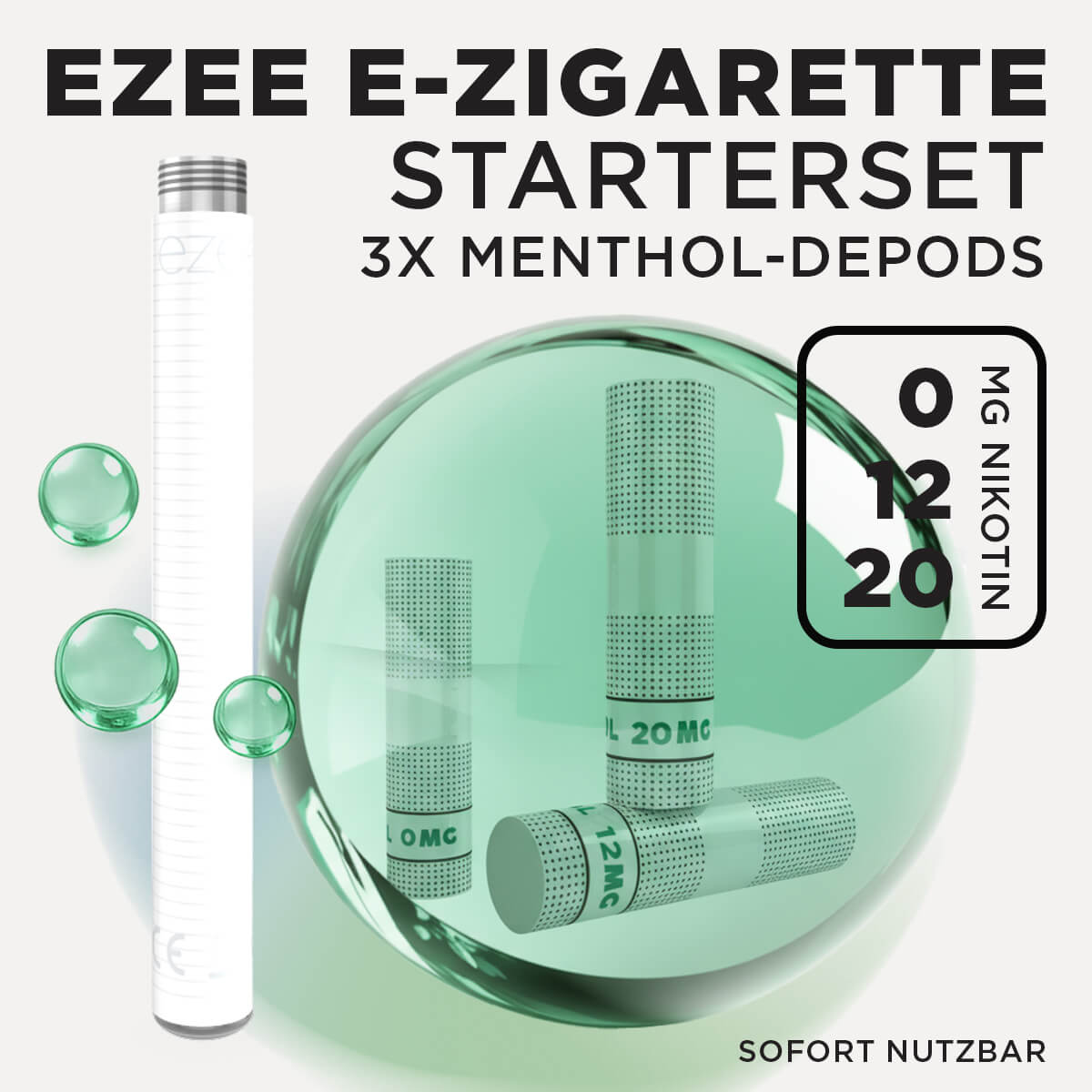 Ezee E-Zigarette Starterset Weiß - Menthol Nikotinfrei