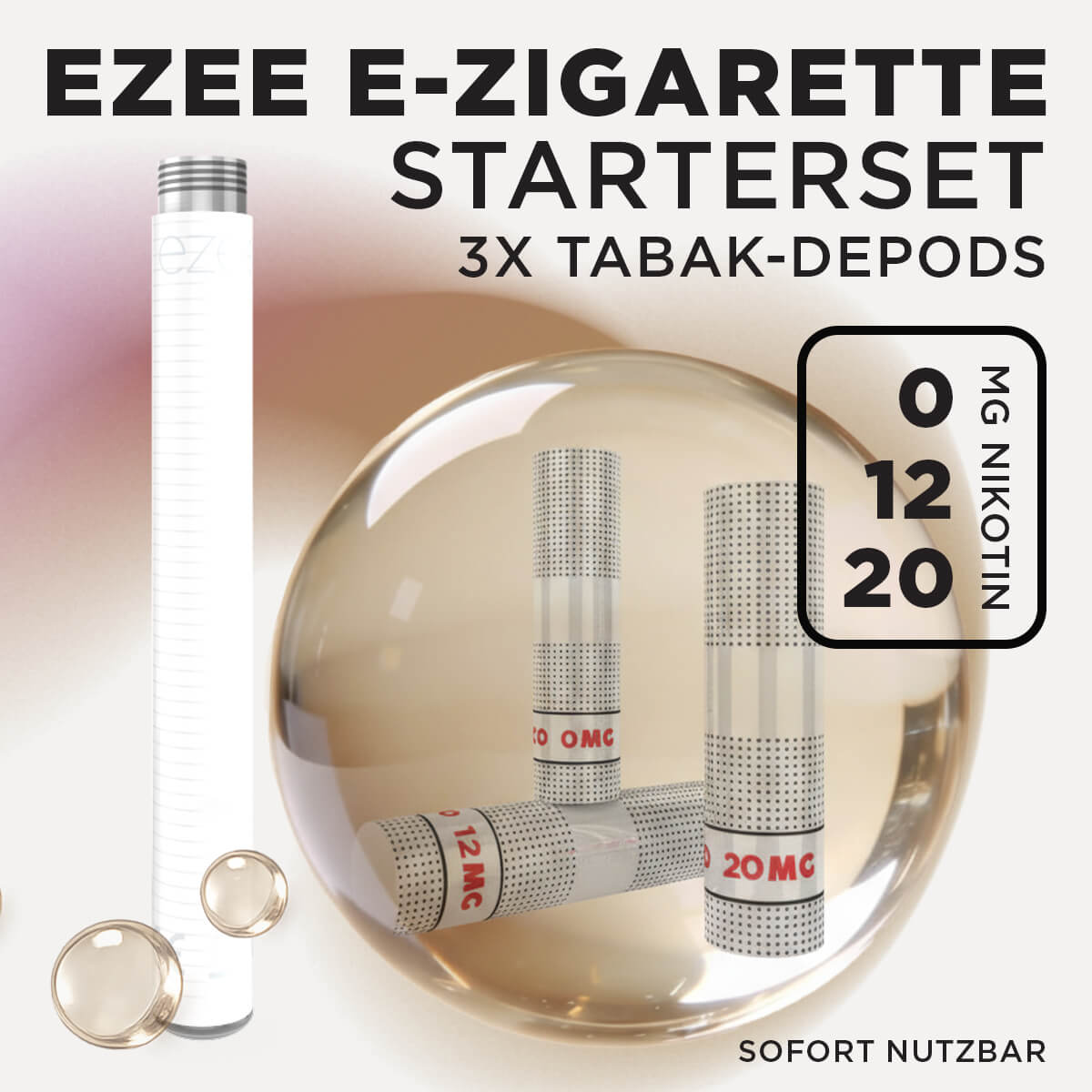 Ezee E-Zigarette Starterset Weiß - Tabak 20mg Nikotin