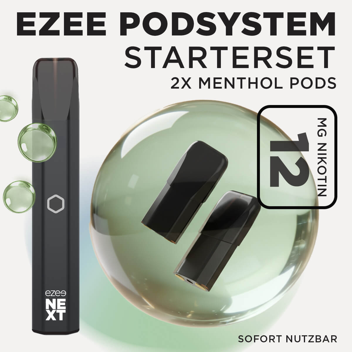 Ezee Next Pod Starterset Schwarz - Menthol 12mg Nikotin