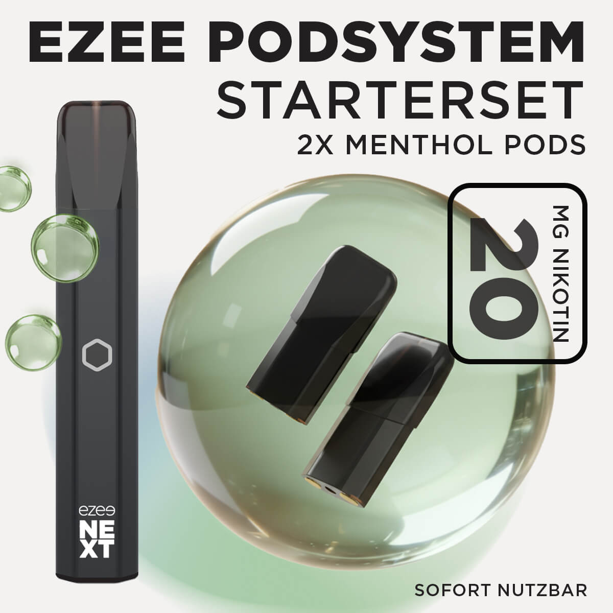 Ezee Next Pod Starterset Schwarz - Menthol 20mg Nikotin