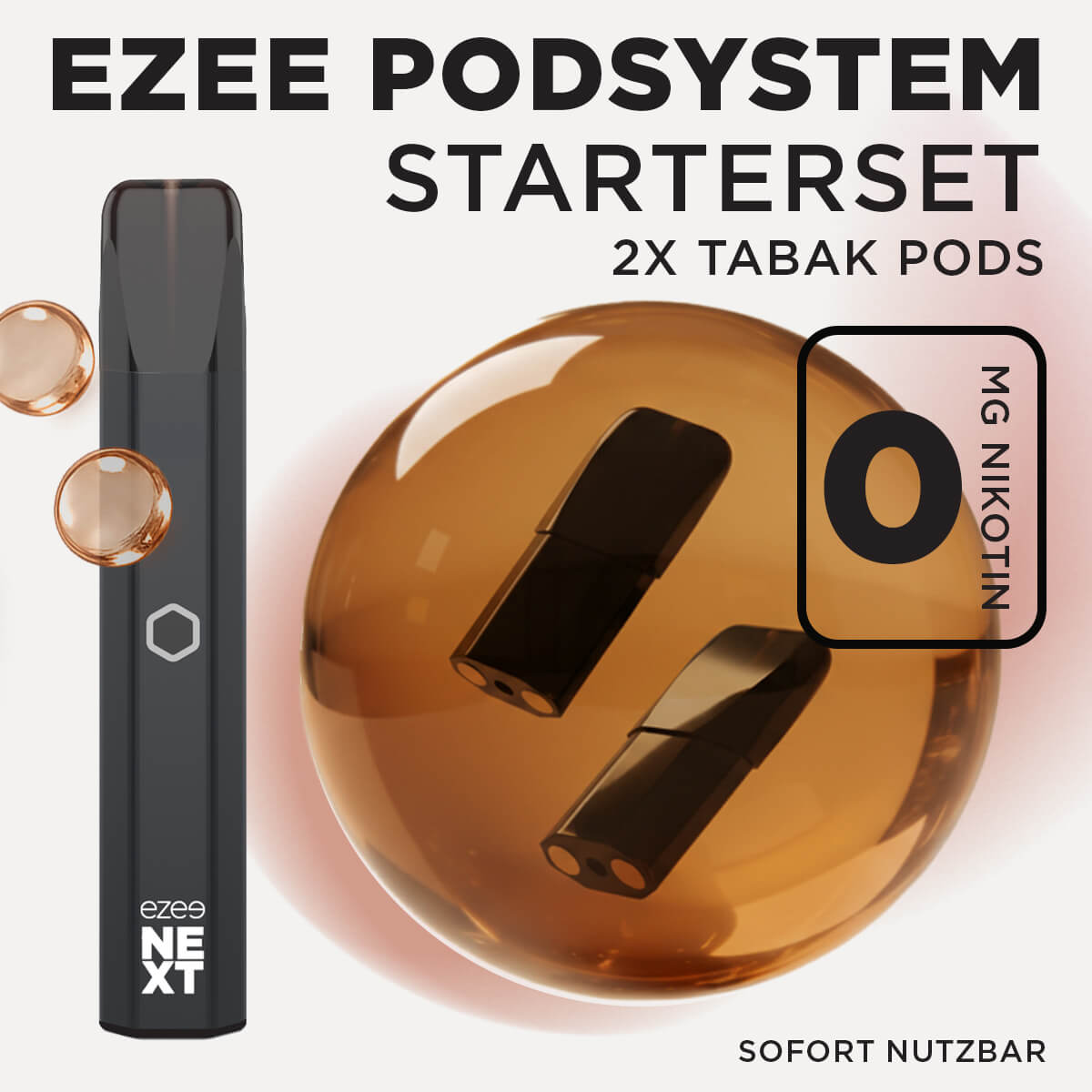 Ezee Next Pod Starterset Schwarz - Tabak Nikotinfrei