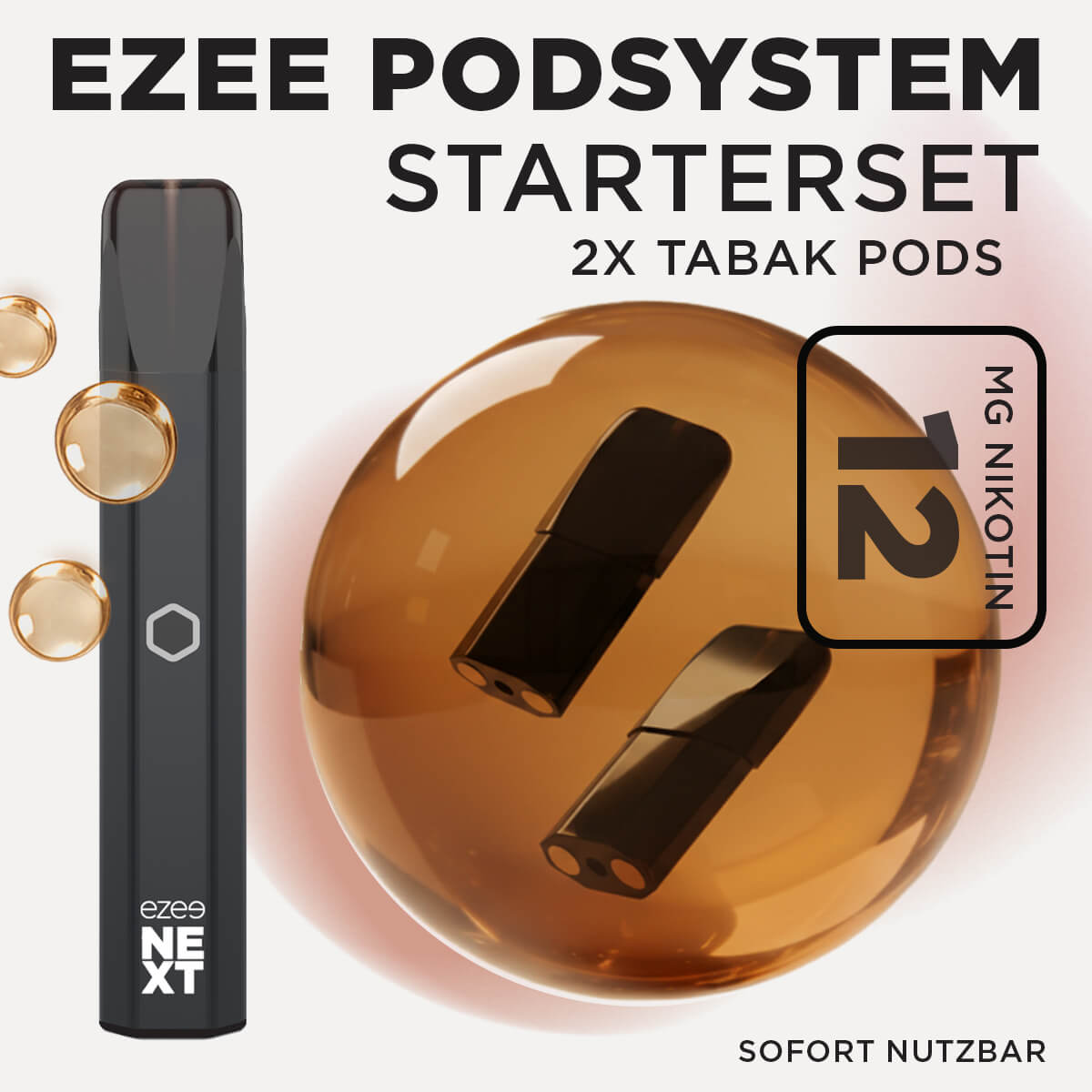 Ezee Next Pod Starterset Schwarz - Tabak 12mg Nikotin