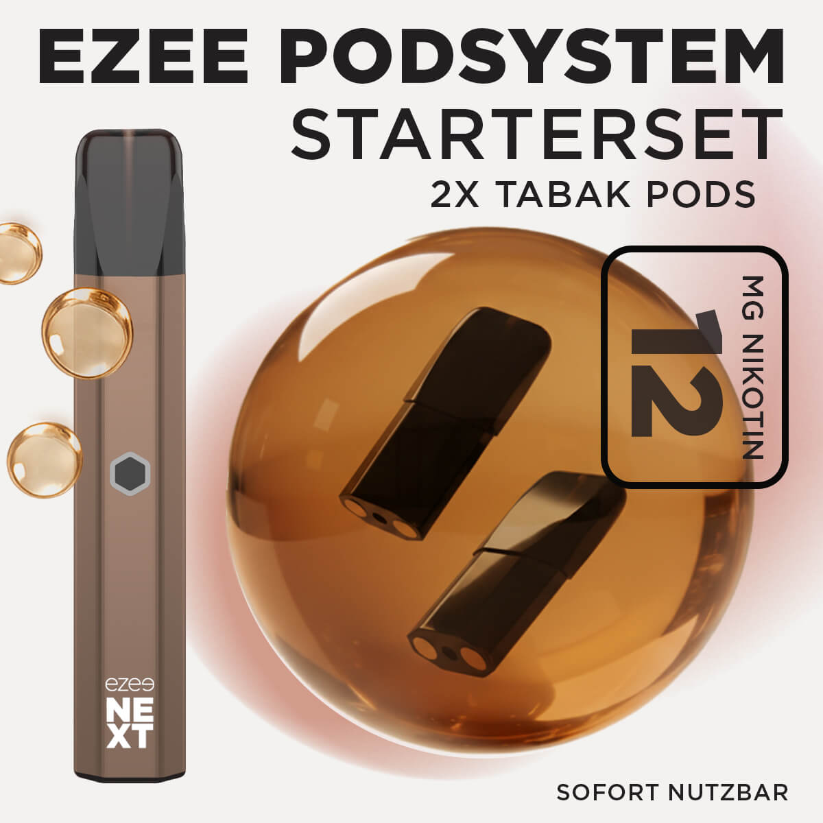Ezee Next Pod Starterset Braun - Tabak 12mg Nikotin