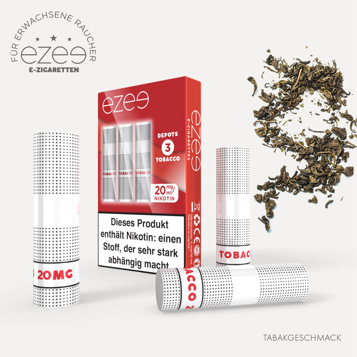 Cigalike Nachfüllkartuschen Tabak 20 mg/ml - 3 Stück