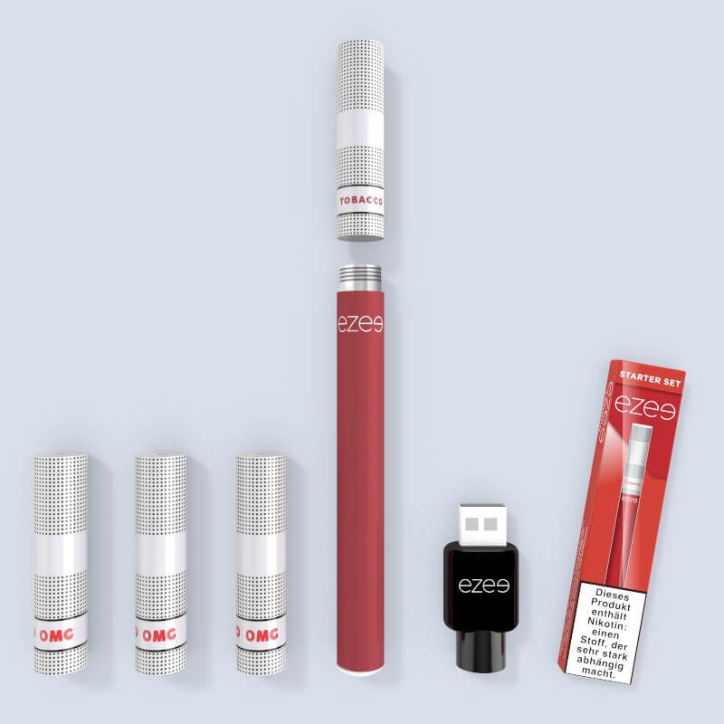 ezee e-zigarette starterset tabak nikotinfrei 3 depots wiederaufladbare akku