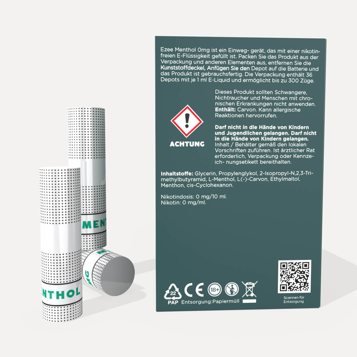 Cigalike Nachfüllkartuschen Menthol 0 mg/ml - 36 Stück