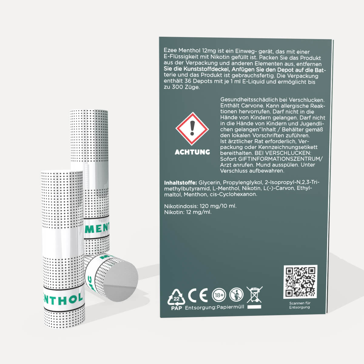 Cigalike Nachfüllkartuschen Menthol 12 mg/ml - 36 Stück