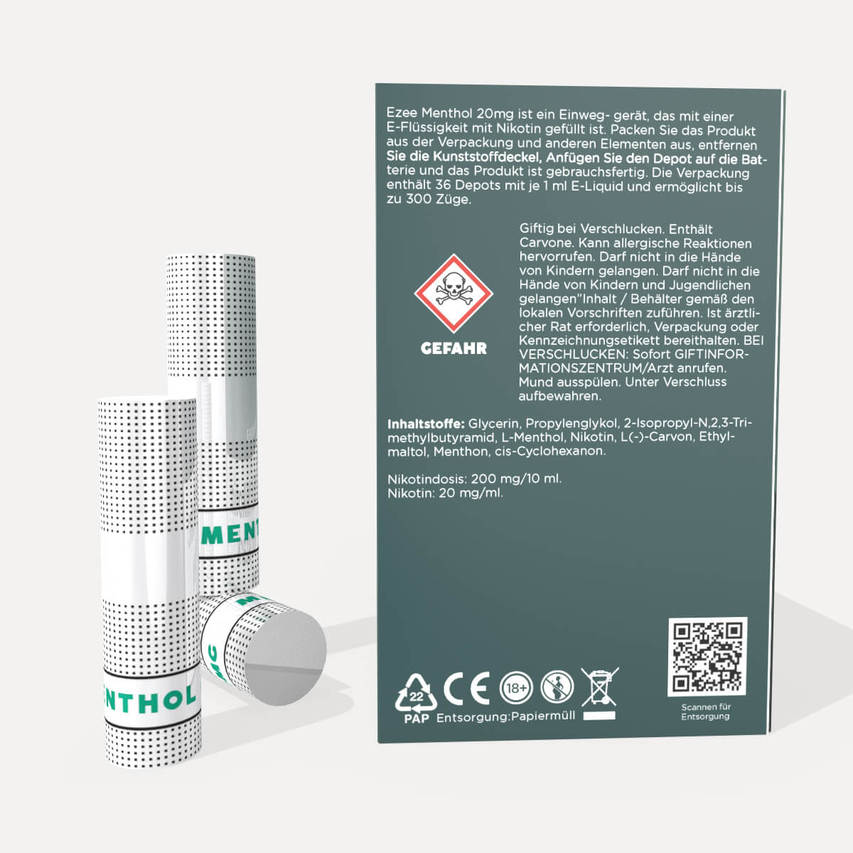 Ezee E-Zigaretten Depots Menthol 20mg/ml Nikotin 36 Stk.