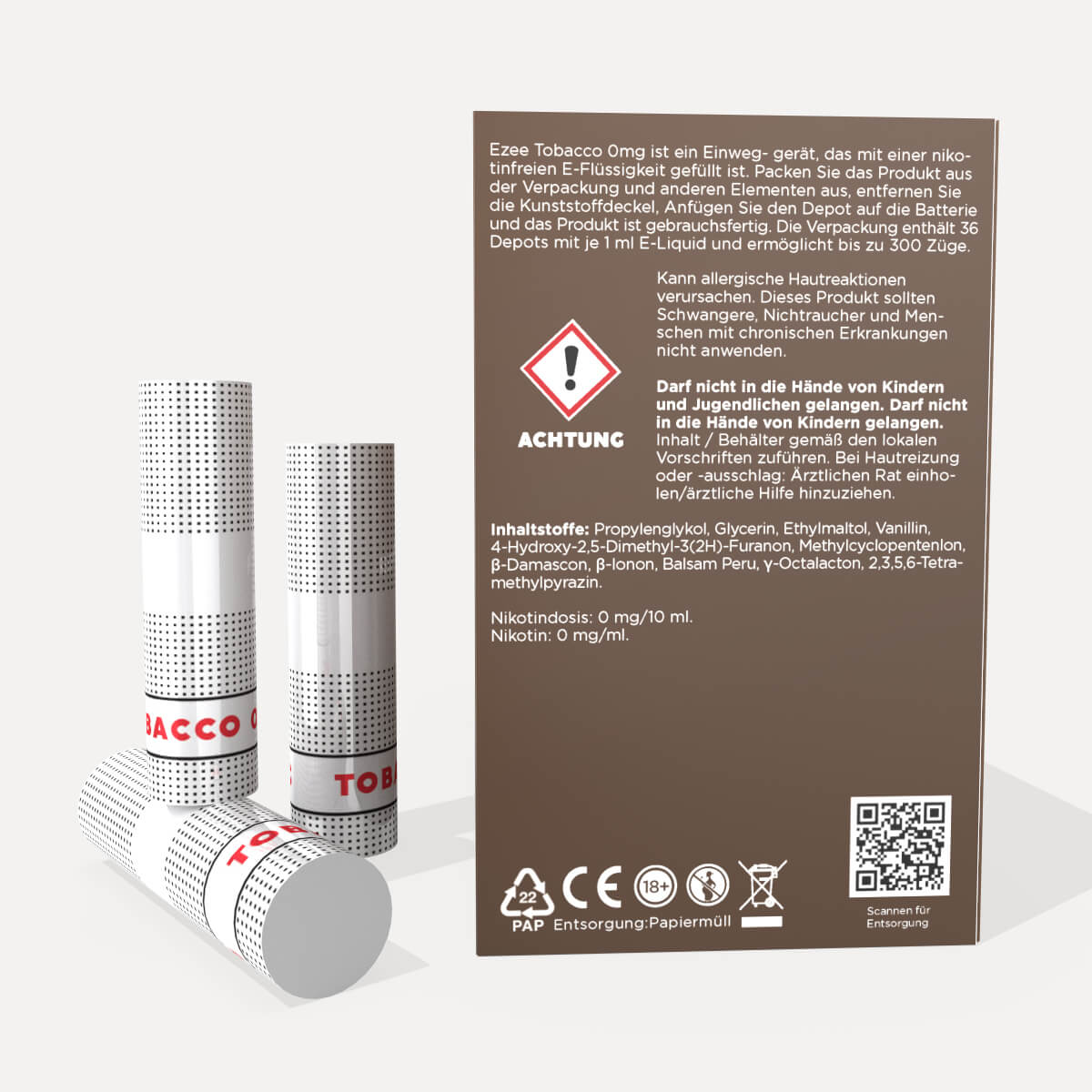 Ezee E-Zigaretten Depots Tabak Nikotinfrei 36 Stk.