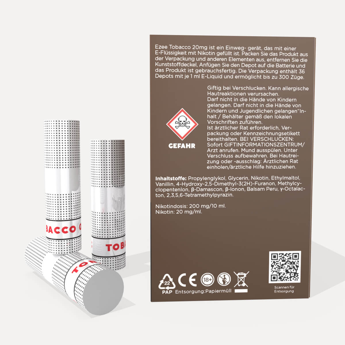 Cigalike Nachfüllkartuschen Tabak 20 mg/ml - 36 Stück