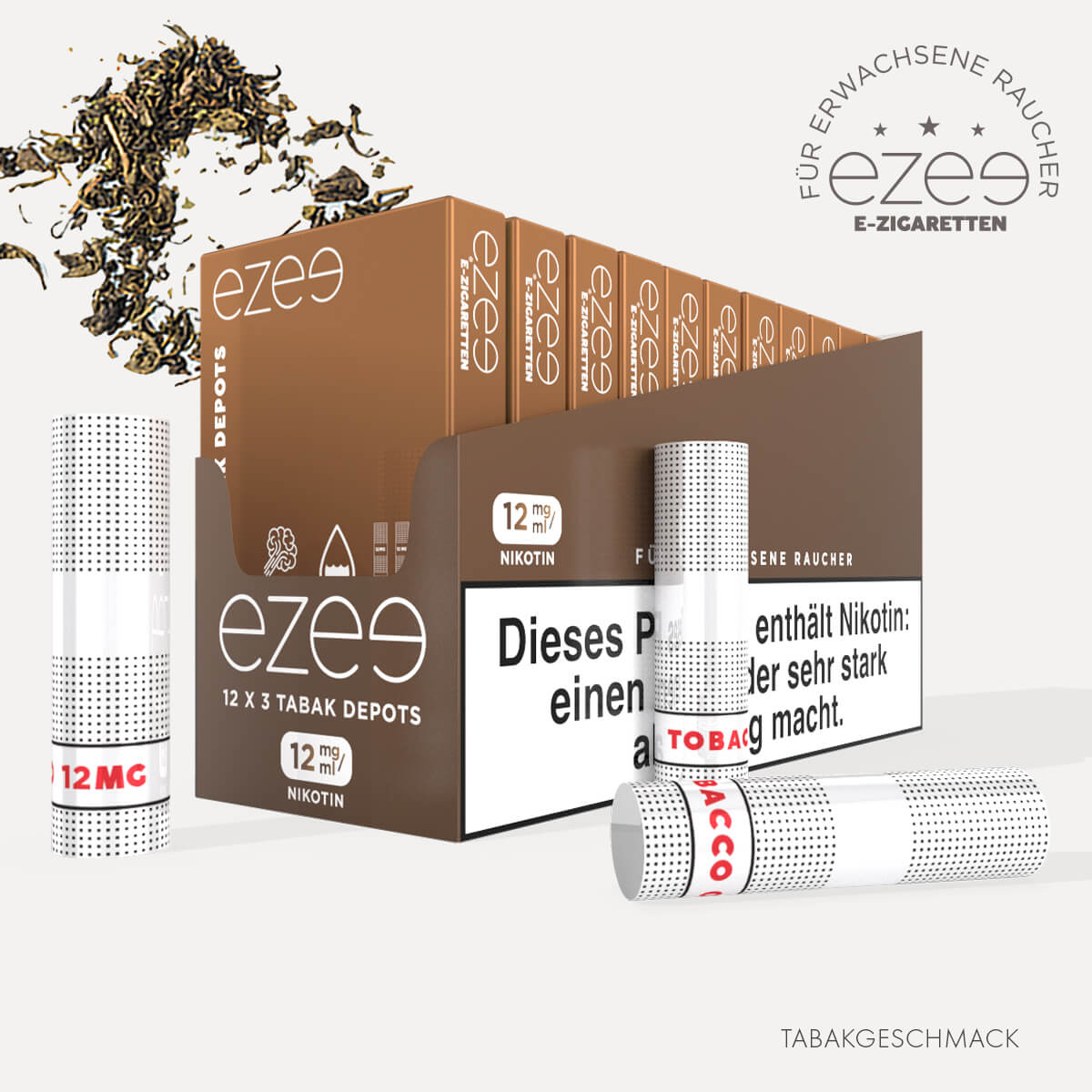 Cigalike Nachfüllkartuschen Tabak 12 mg/ml - 36 Stück