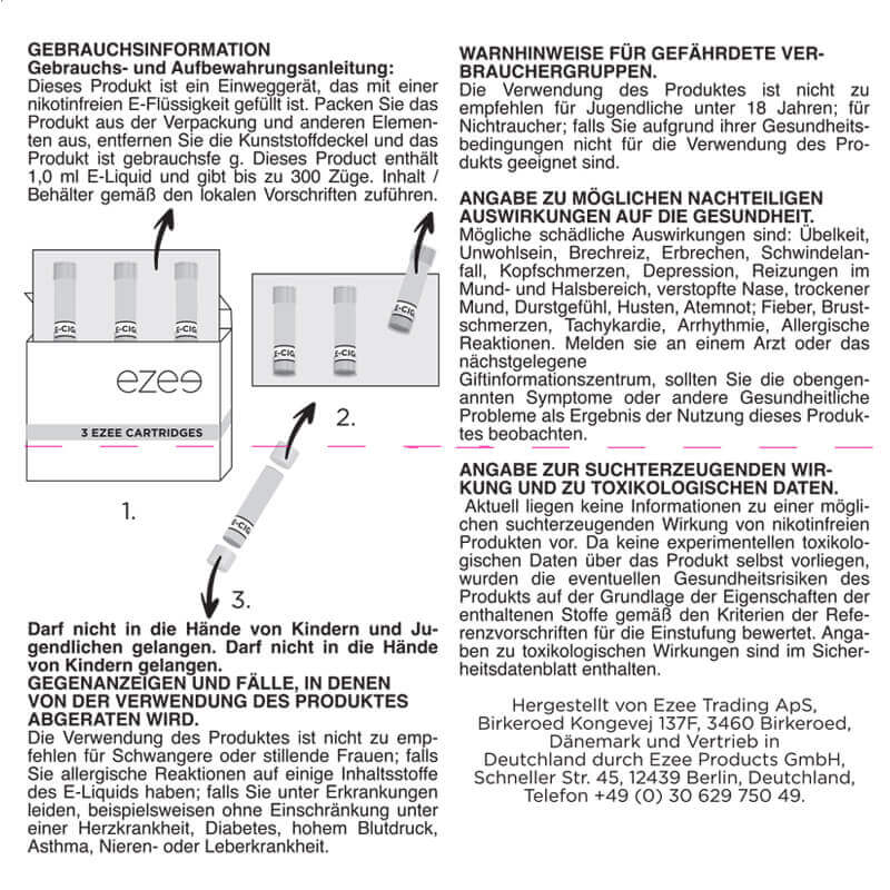 Ezee E-Zigaretten Depots Menthol Nikotinfrei 36 Stk.