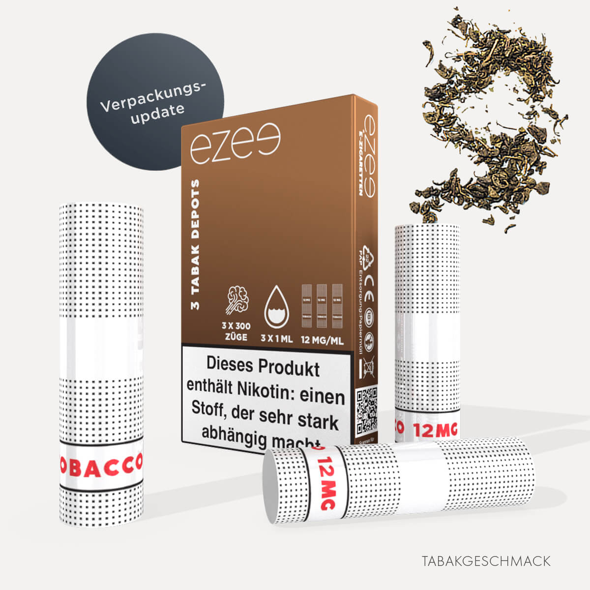 Cigalike Nachfüllkartuschen Tabak 12 mg/ml - 3 Stück