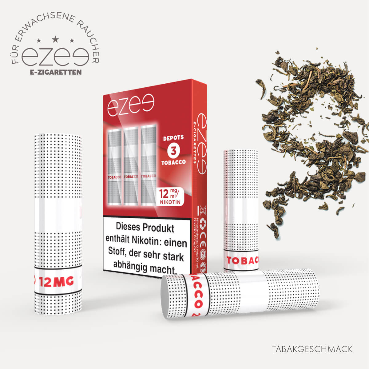 Ezee E-Zigaretten Depots Tabak 12mg/ml Nikotin 3 Stk.