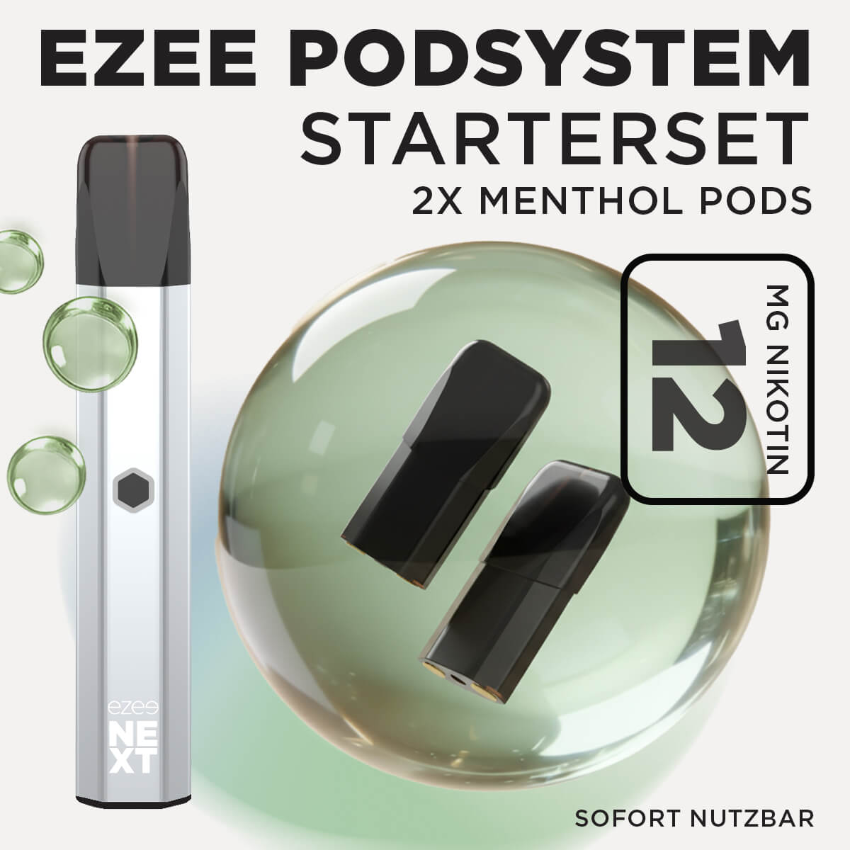Ezee Next Pod Starterset Silber - Menthol 12mg Nikotin