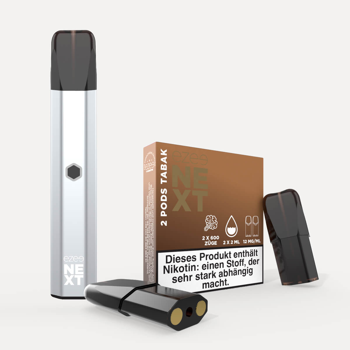 Ezee Next Pod Starterset Silber - Tabak 12mg Nikotin